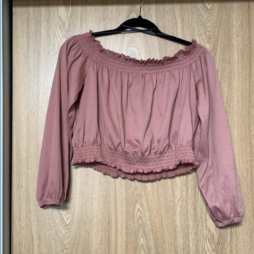 Dusty pink, long sleeve crop top